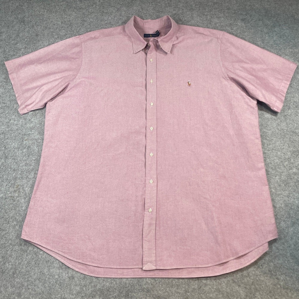 Ralph Lauren Mens Shirt 3XLT Pink Short Sleeve Classic Prep Button Down - Picture 2 of 12